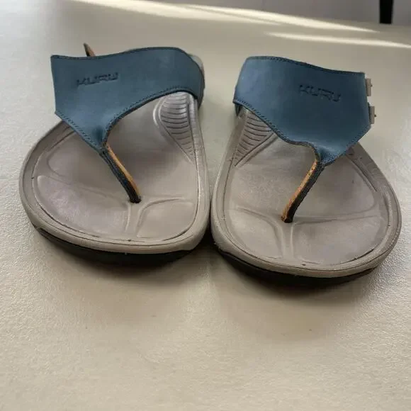 KURU Suomi Sandals Womens 9 Blue Leather Thong Buckle Comfort Arch Support Shoes - Picture 4 of 13